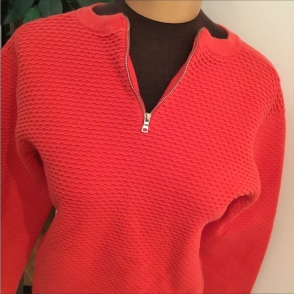 Padini 1/4 zip long sleeve top Womans large dark heavier weight reddish orange - Picture 10 of 10